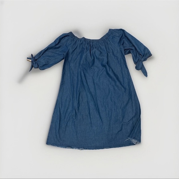 Speed Control Women’s Denim Off Shoulder Dress Blue Tie Sleeve Medium Casual - Picture 2 of 5